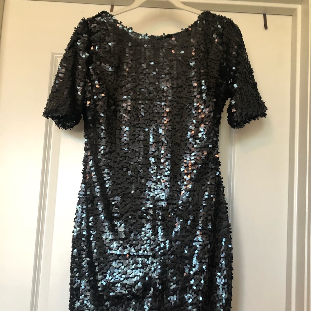 Ark & Co. Black Sequin Cocktail Dress,Short Sleeve